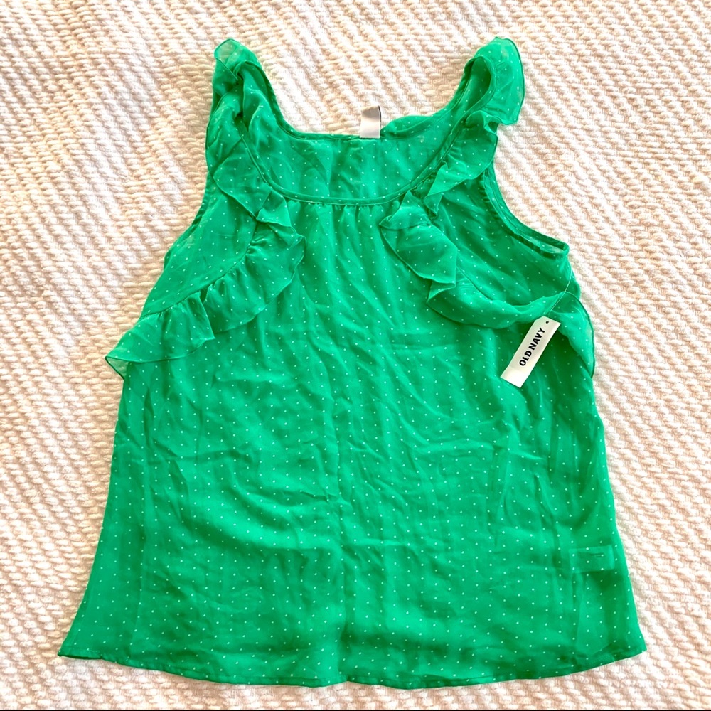 Old Navy Green and White Polka Dot Sleeveless Top
